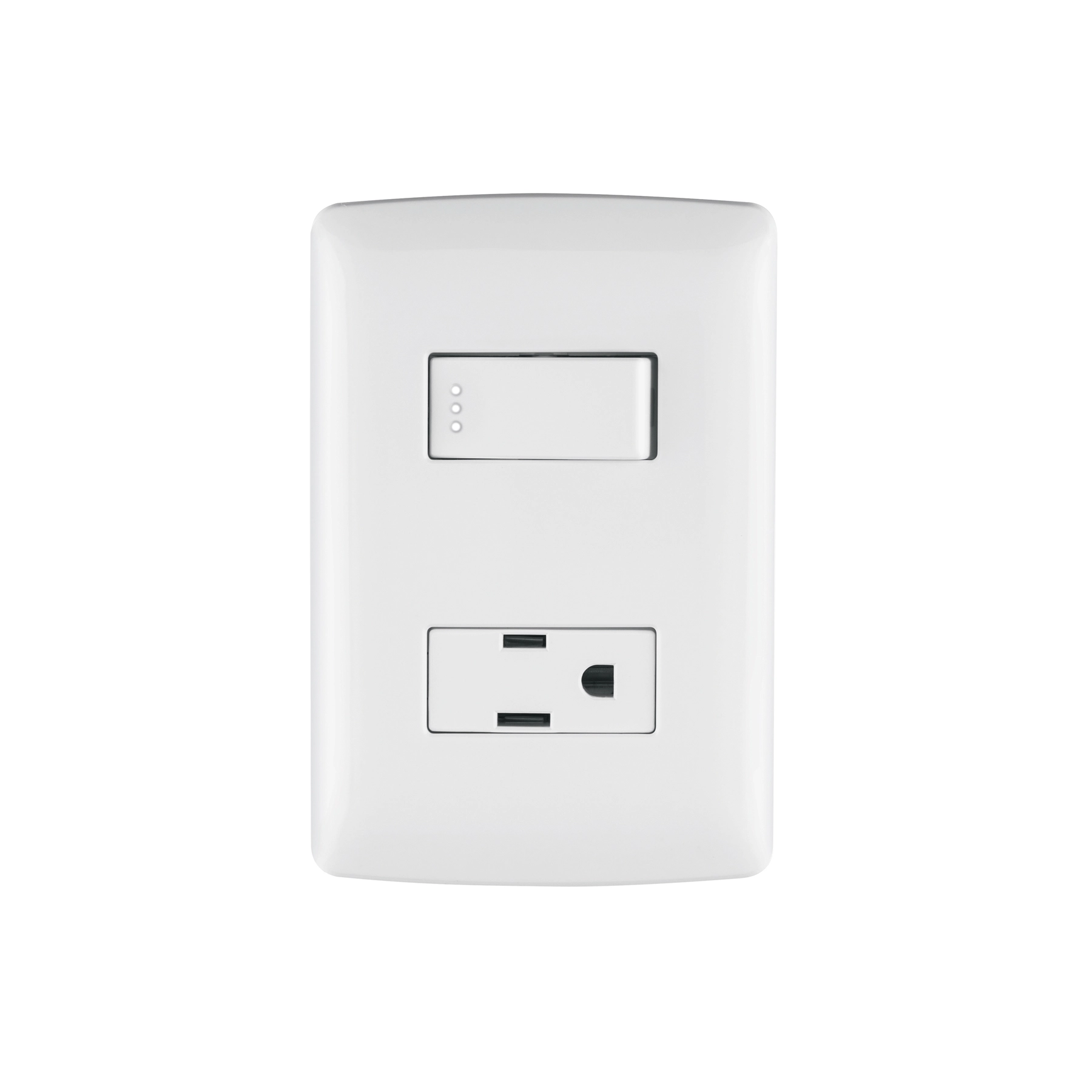 Placa armada contacto e interruptor, blanco, línea Italiana