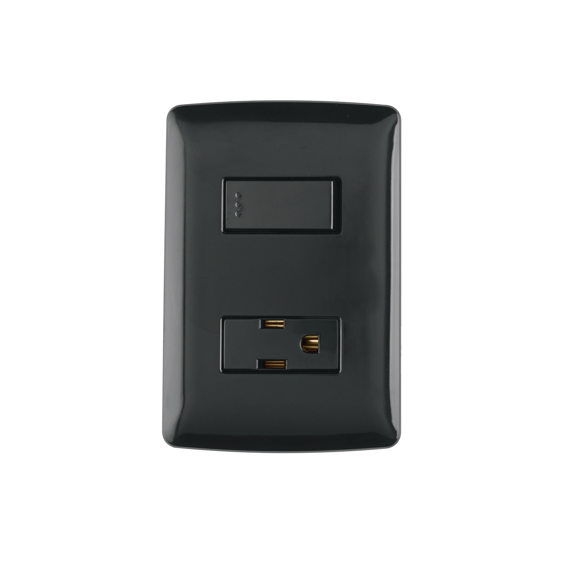 Placa armada contacto e interruptor, negro, línea Italiana