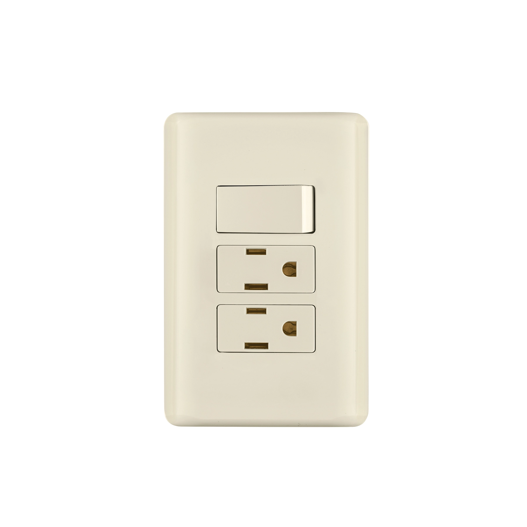 Placa armada interruptor y 2 contactos, marfil, BASIC