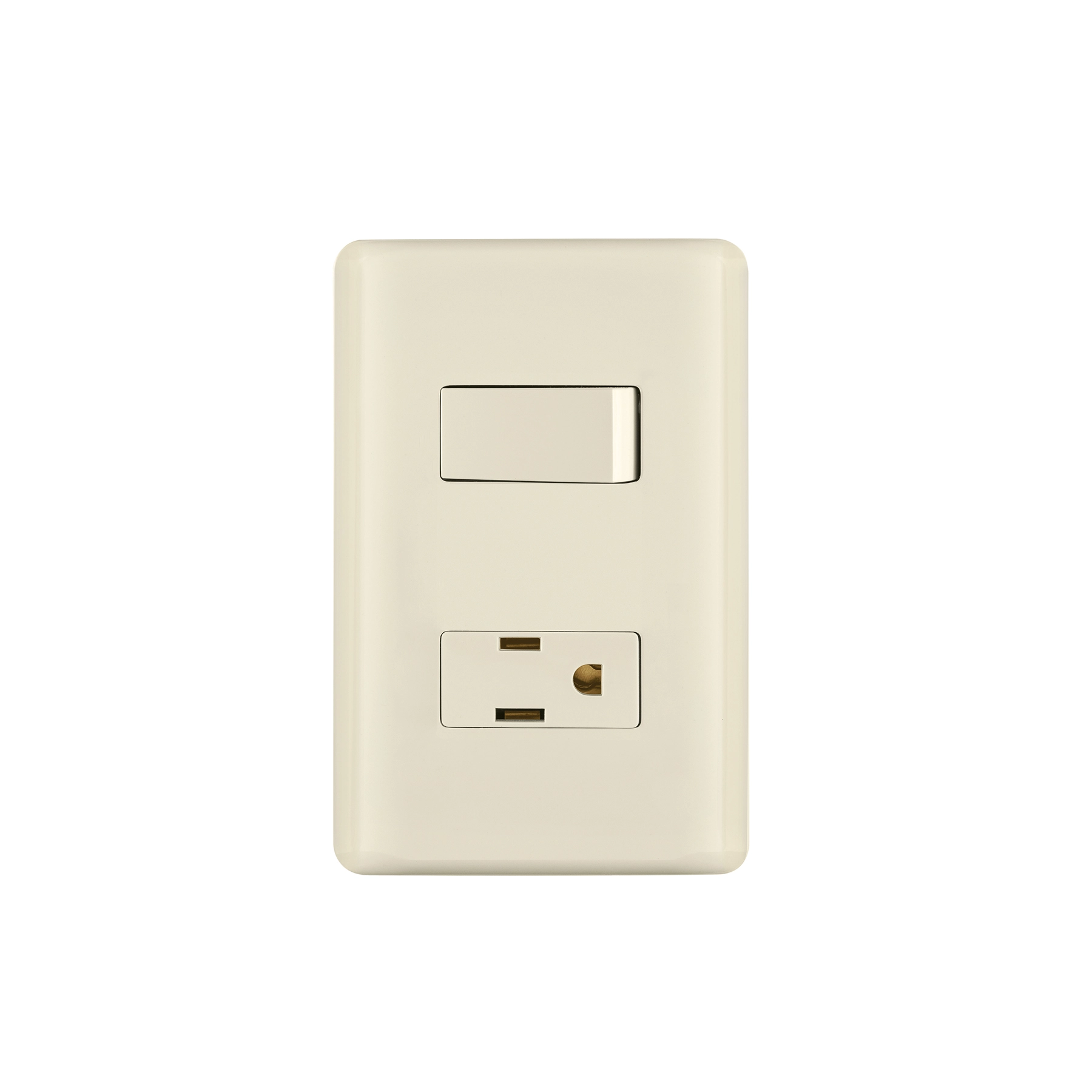 Placa armada interruptor y contacto, marfil, VOLTECK