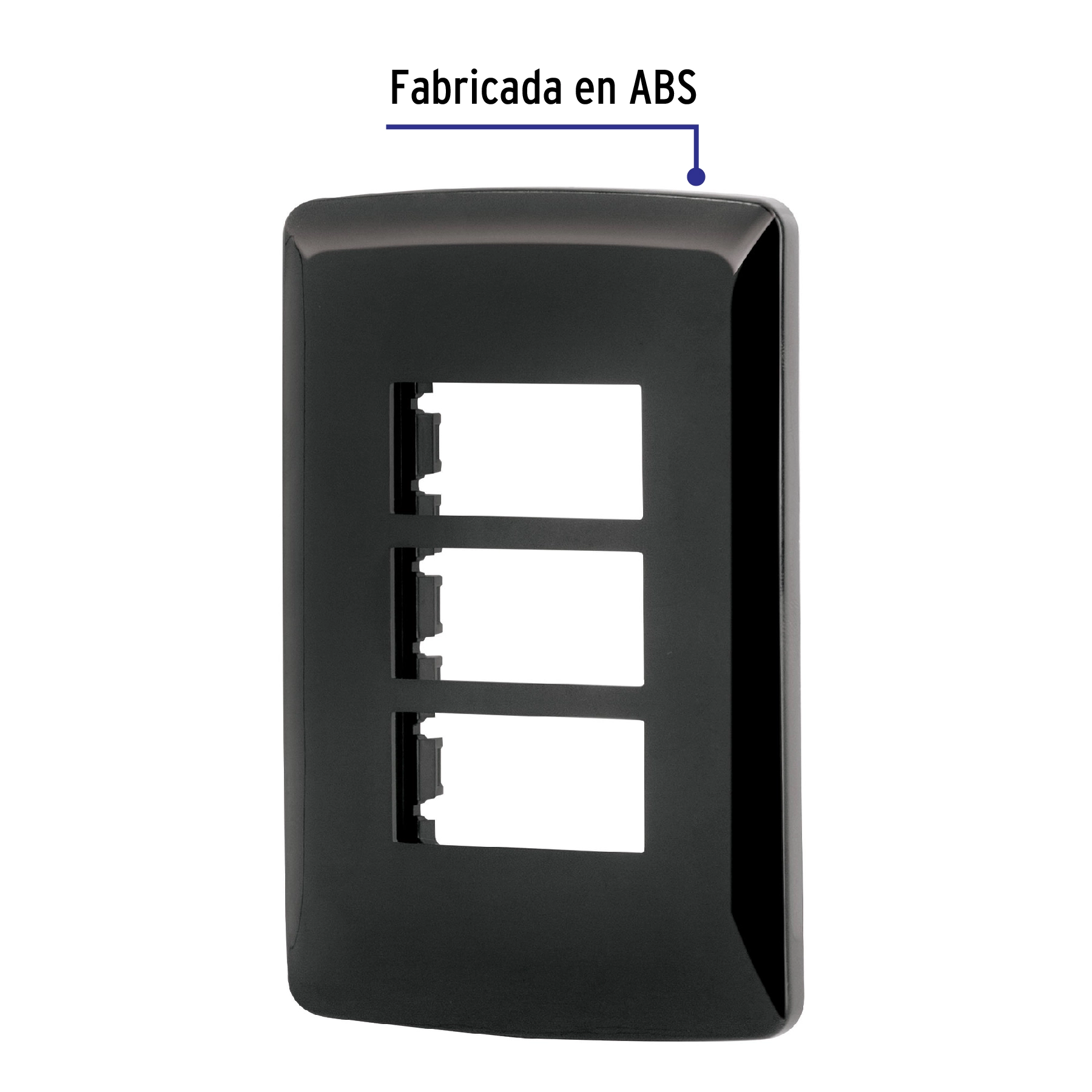 Placa de 3 módulos, negra, Línea Italiana, VOLTECK