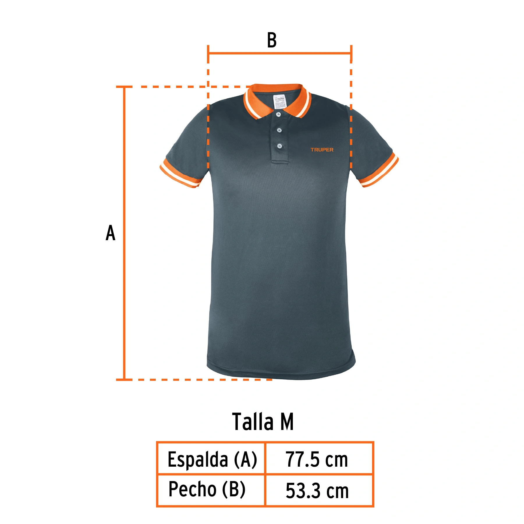 Playera polo performance para hombre, gris, M, TRUPER