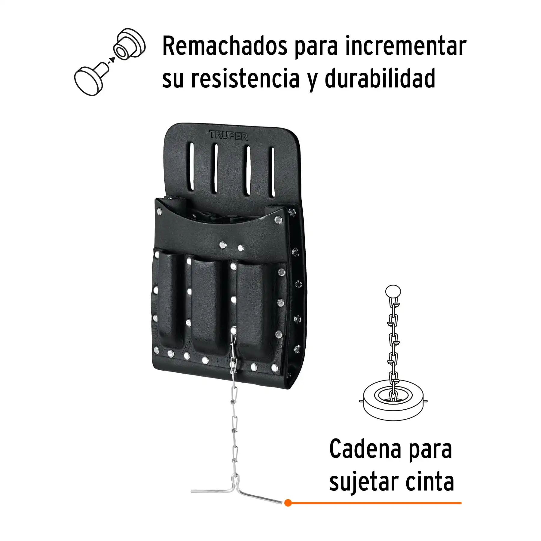 Porta herramientas de cuero con 11 compartimentos, TRUPER