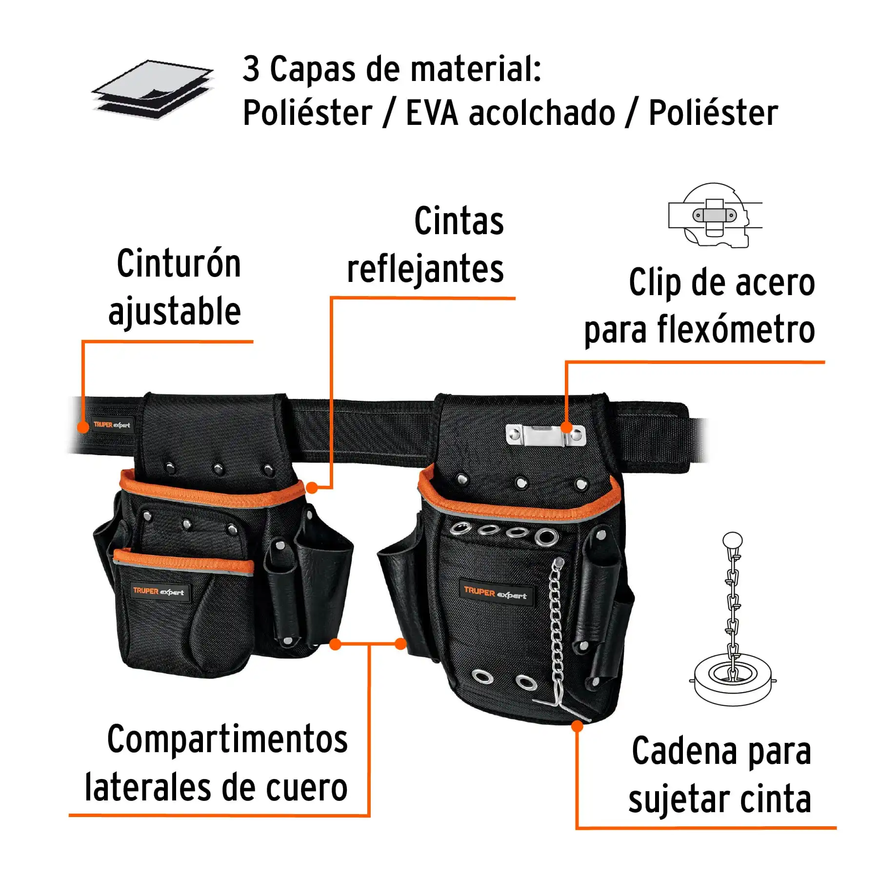 Porta herramientas de poliéster, 16 compartimentos, EXPERT