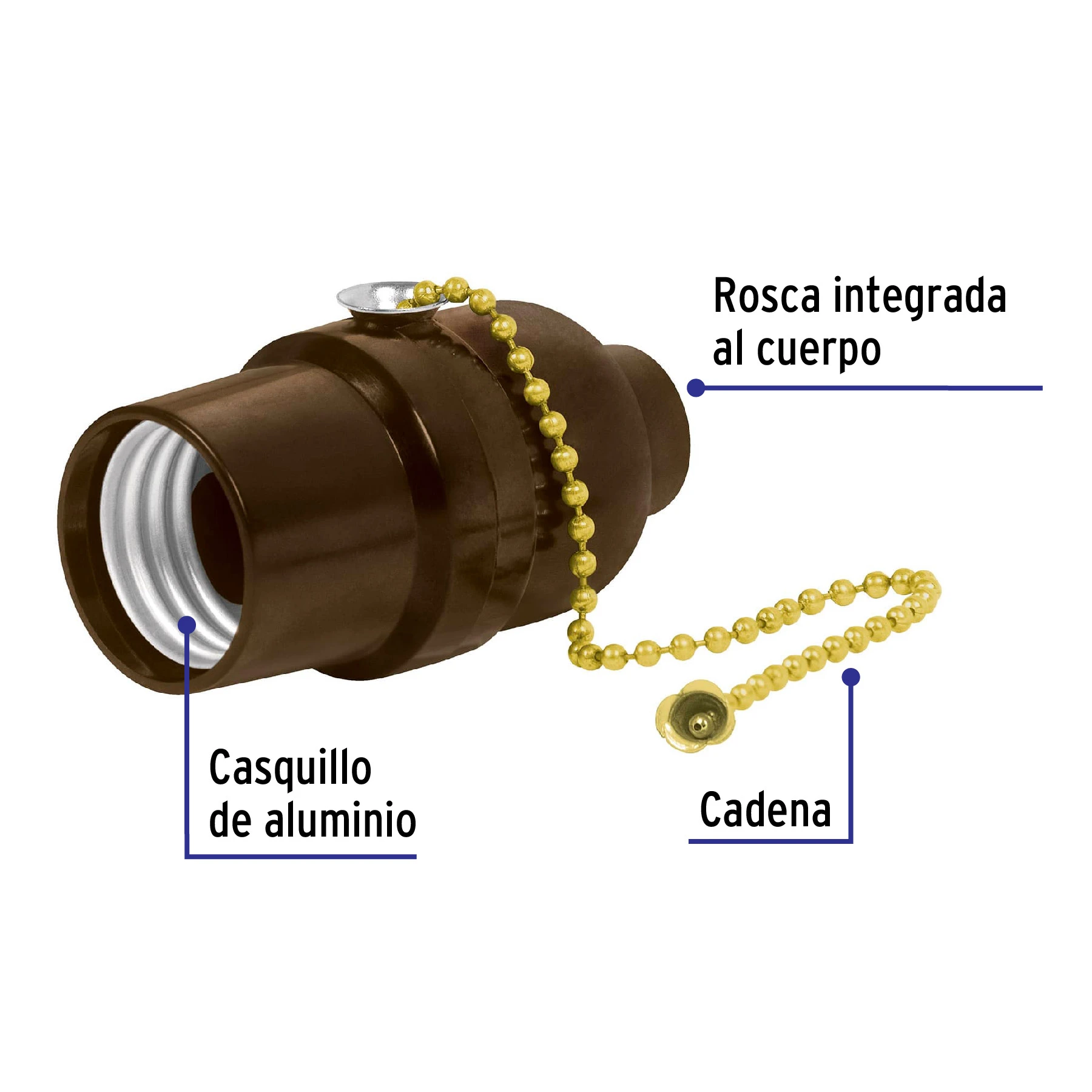 Portalámpara de baquelita con interruptor de cadena VOLTECK