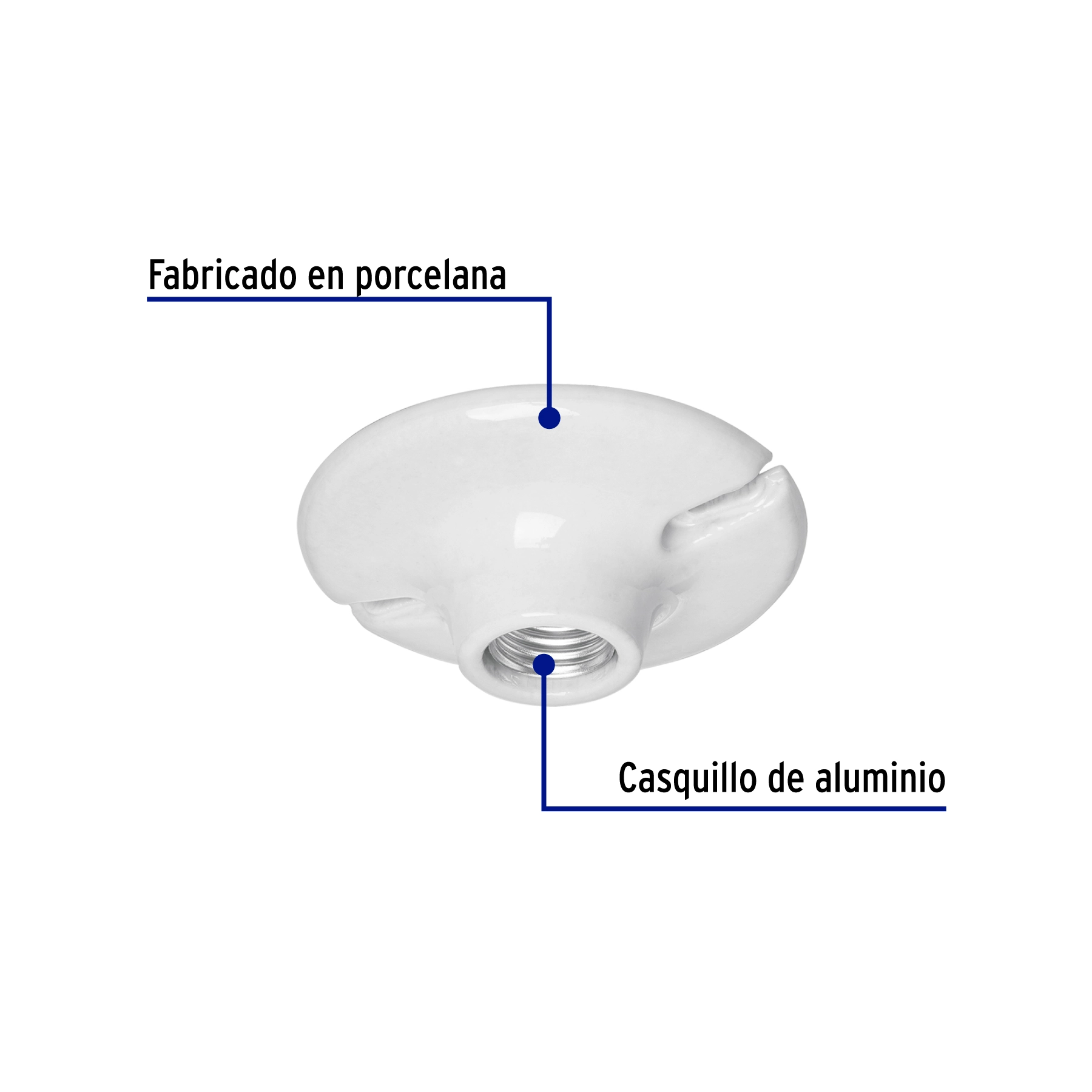 Portalámpara de porcelana, 4-1/2', redonda, VOLTECK