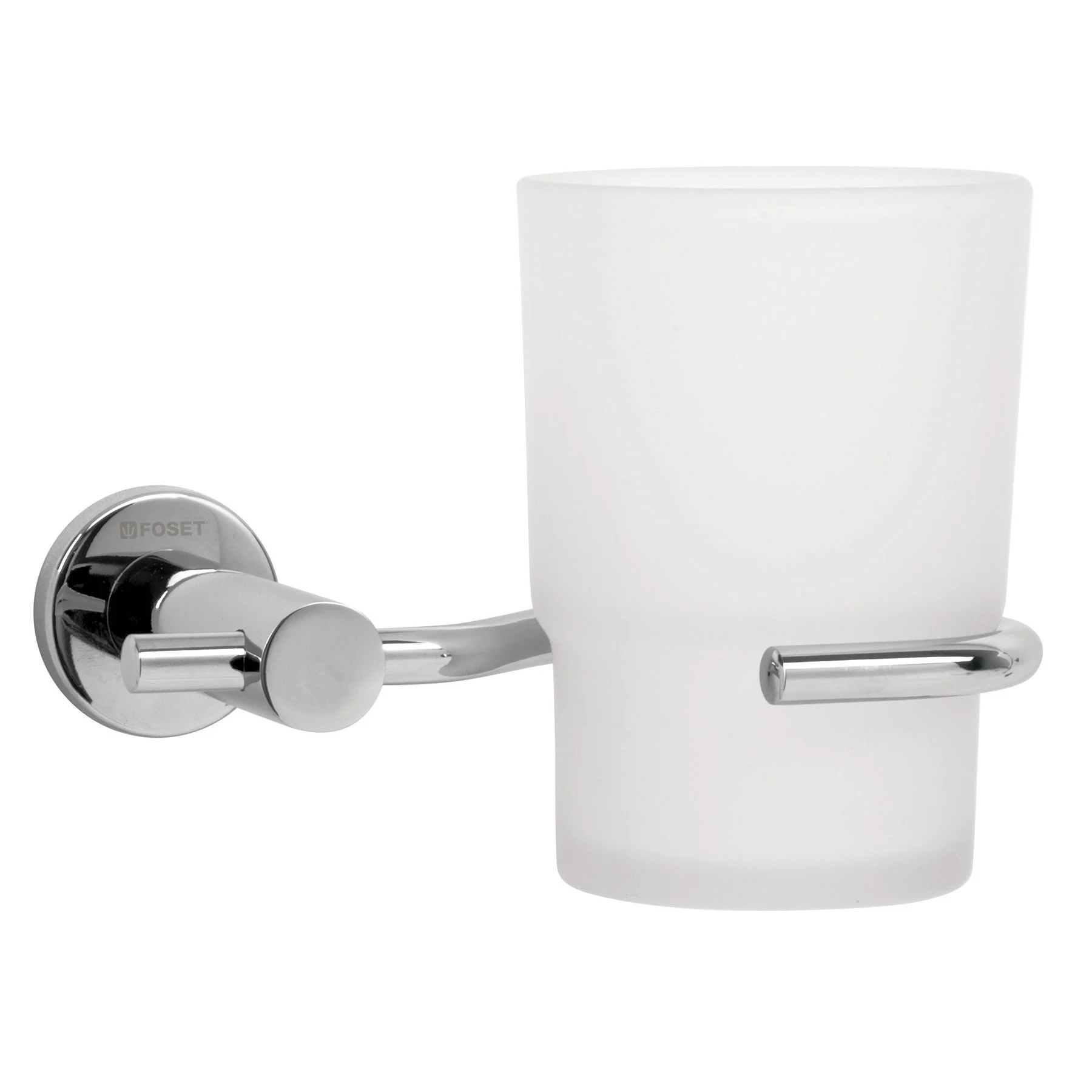 Portavaso cepillero cromo con vaso de vidrio, FOSET ELEMENT