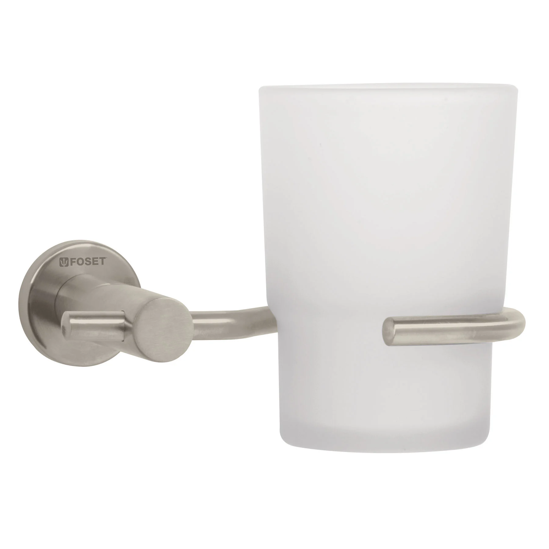 Portavaso cepillero satín con vaso de vidrio, FOSET ELEMENT