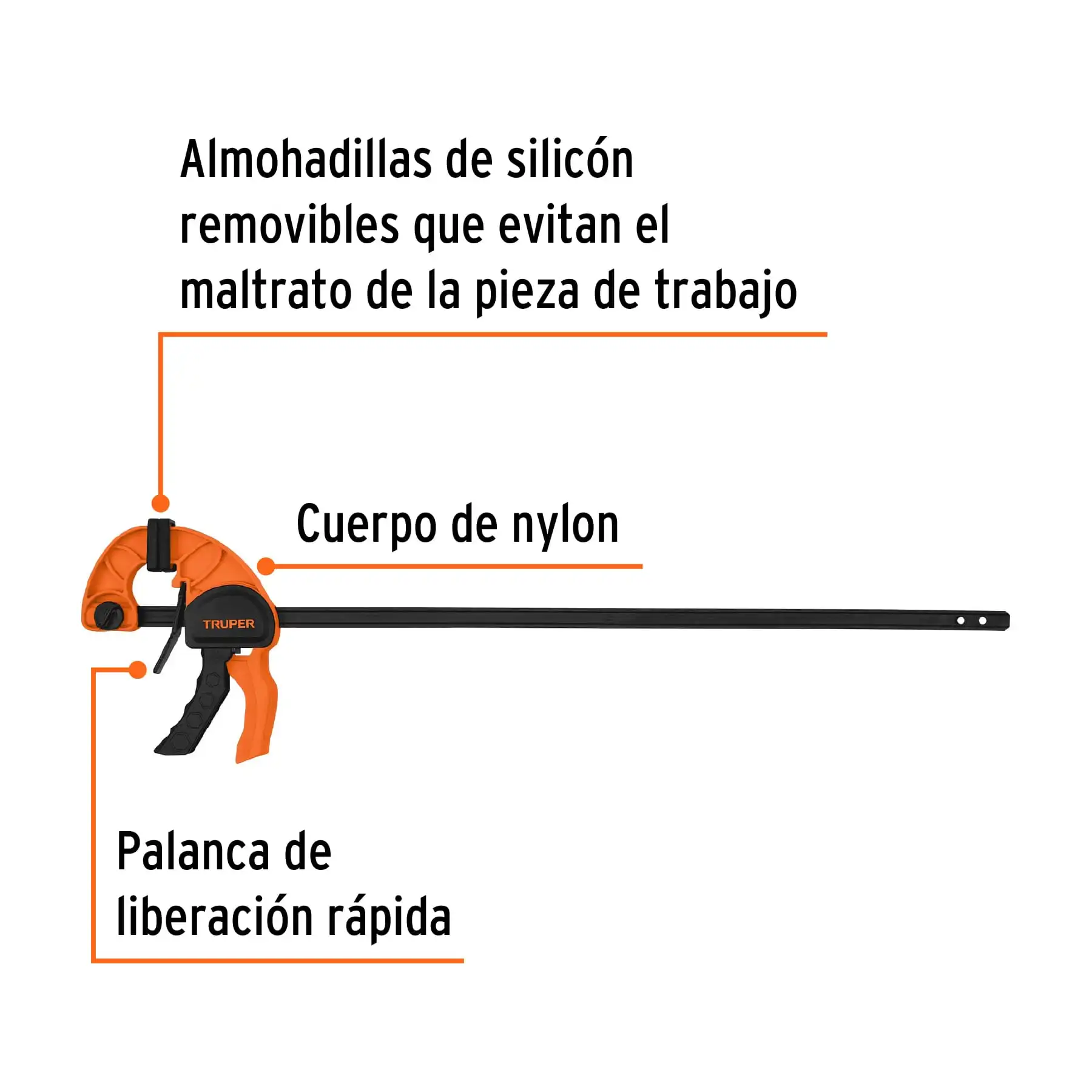 Prensa de ajuste rápido de 18' con cuerpo de nylon, TRUPER