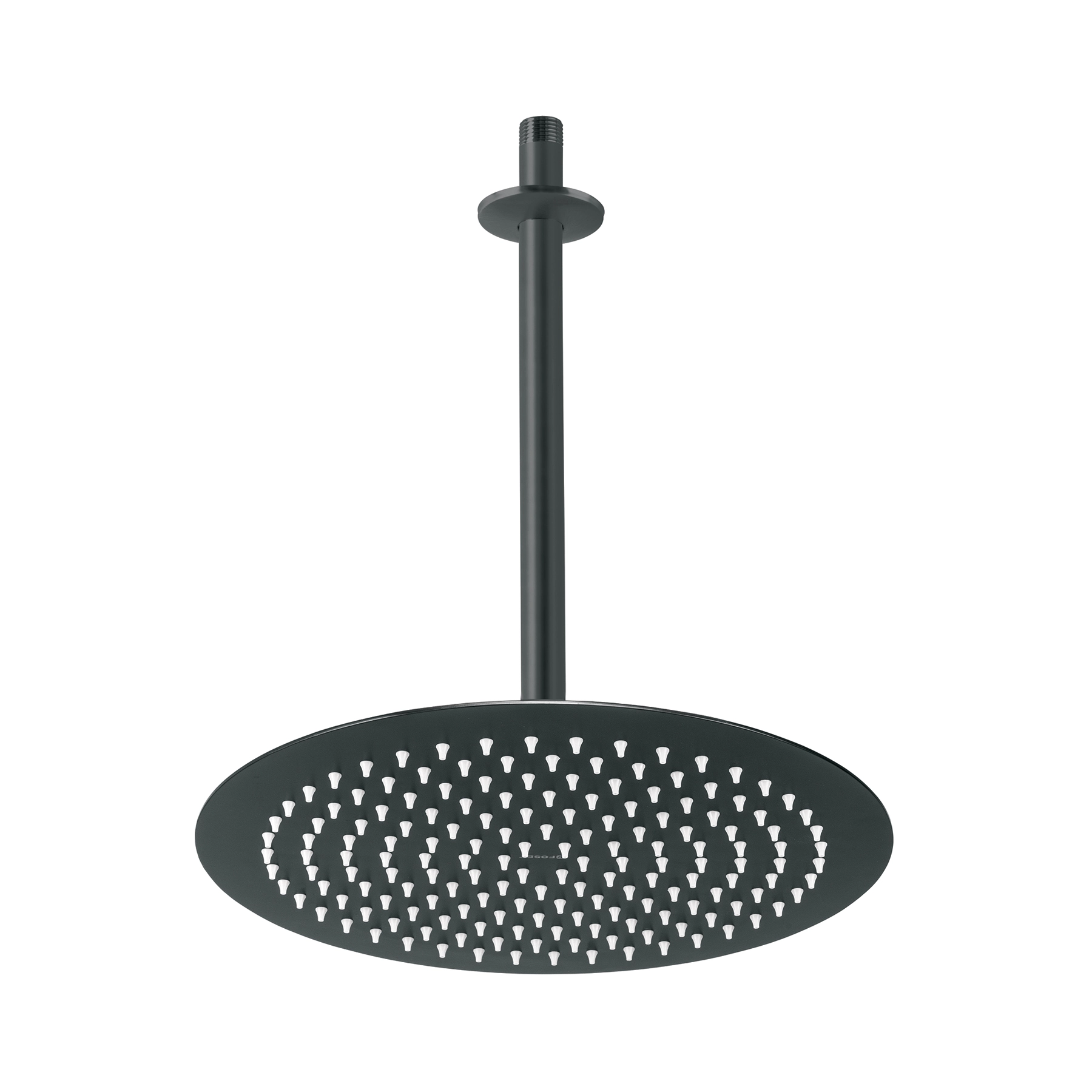Regadera plato redondo 12' con brazo, negro, FOSET RIVIERA