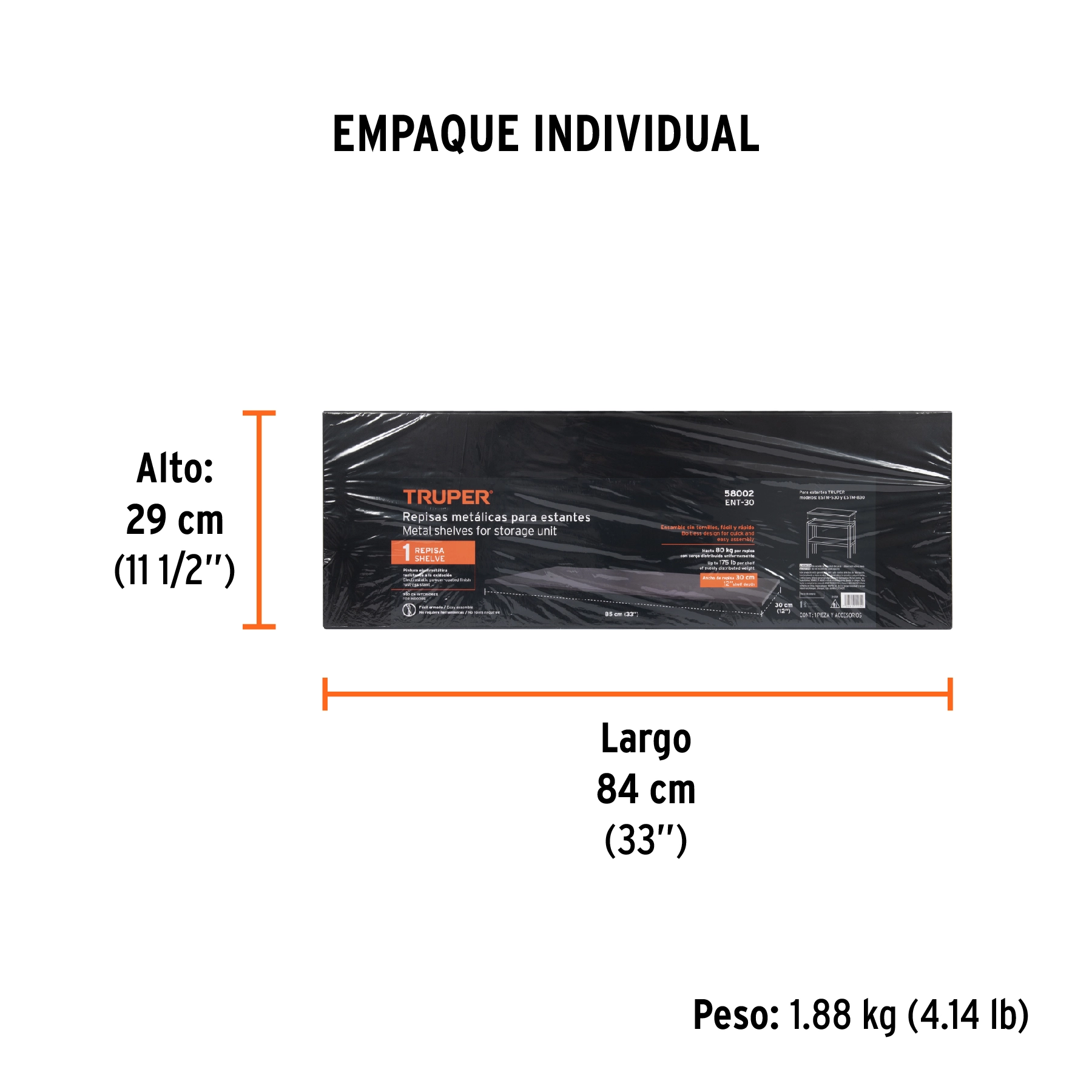 Repisa metálica de 30x85 para ESTM-530 y ESTM-830, TRUPER