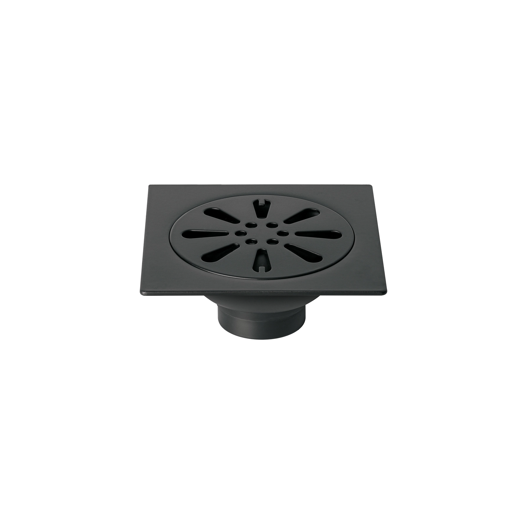 Resumidero cuadrado 4' x 4', acero inoxidable, negro, gota