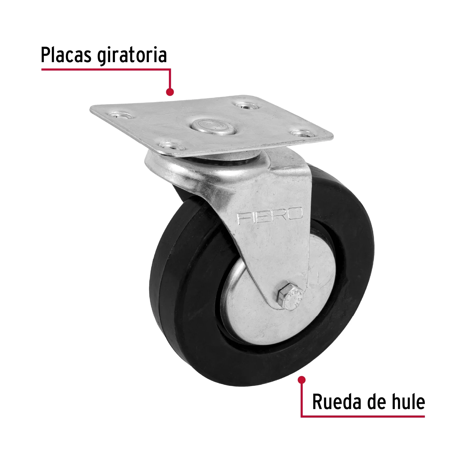 Rodaja hule 5', placa giratoria c/balero, carga 60kg, FIERO