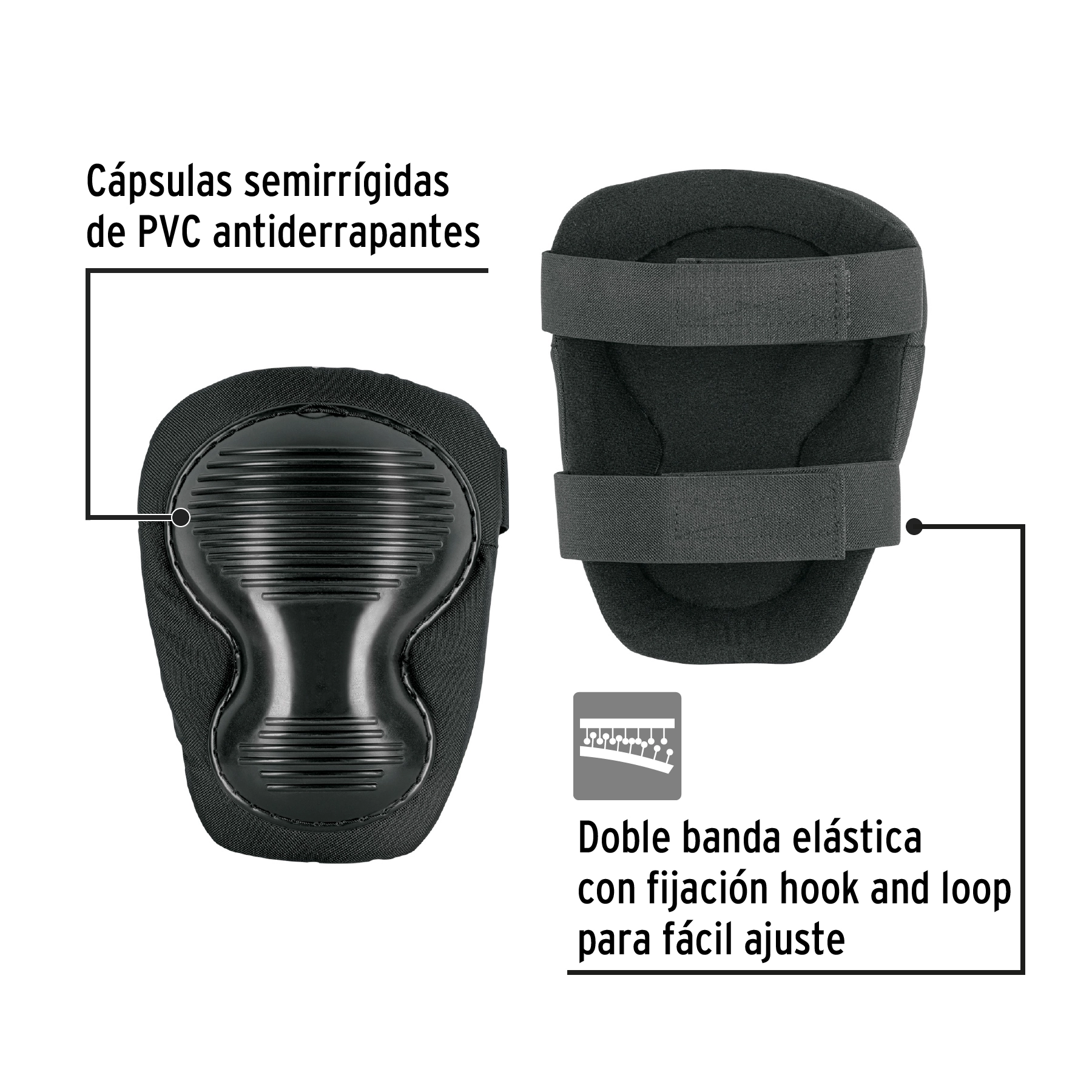 Rodilleras antiderrapantes doble cápsula, PRETUL