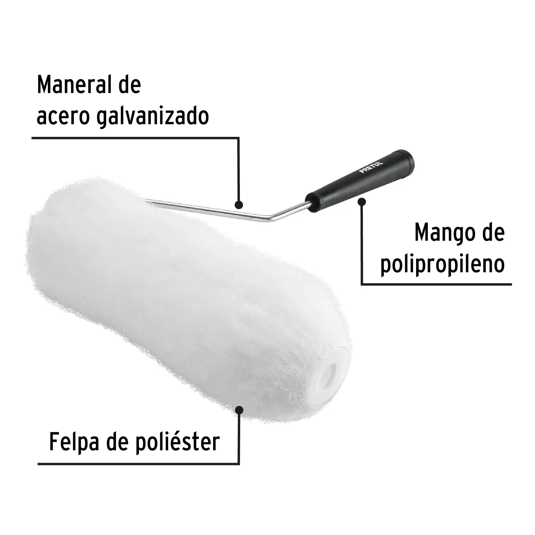 Rodillo para pintar 9 x 1' superficies muy rugosas, PRETUL
