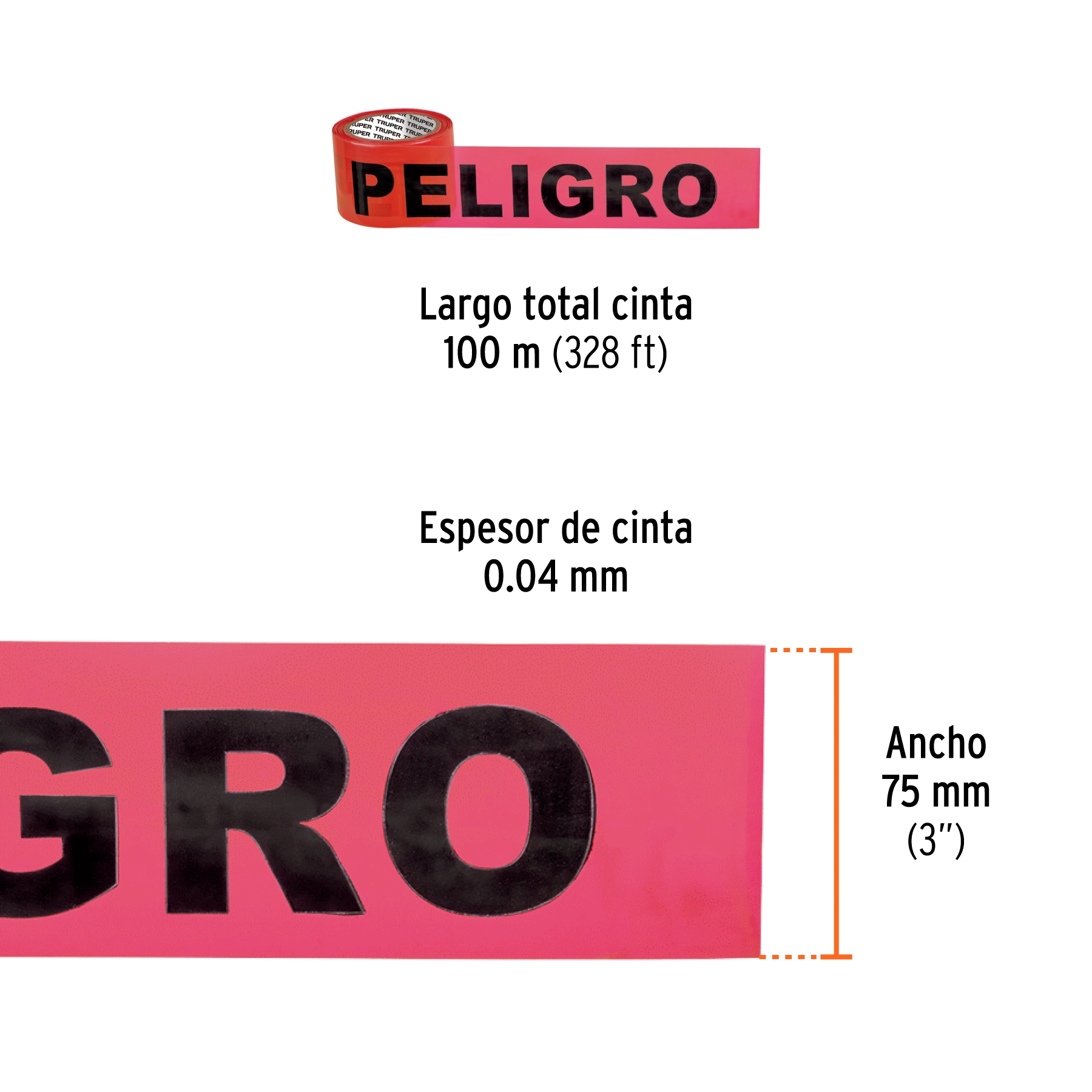 Rollo de 100 m de cinta delimitadora 'Peligro', TRUPER