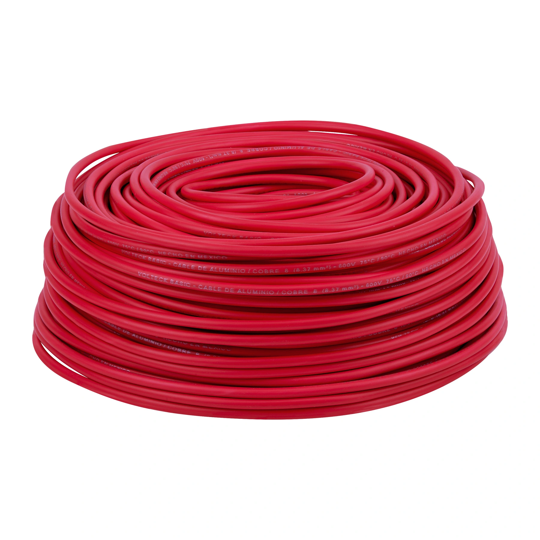 Rollo de 100 metros de cable THW CCA 8 AWG rojo, BASIC