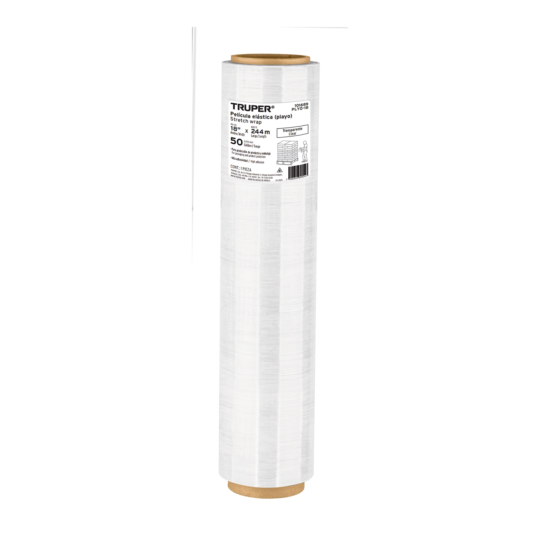 Rollo de 244m película plástica transparente playo 18' cal50