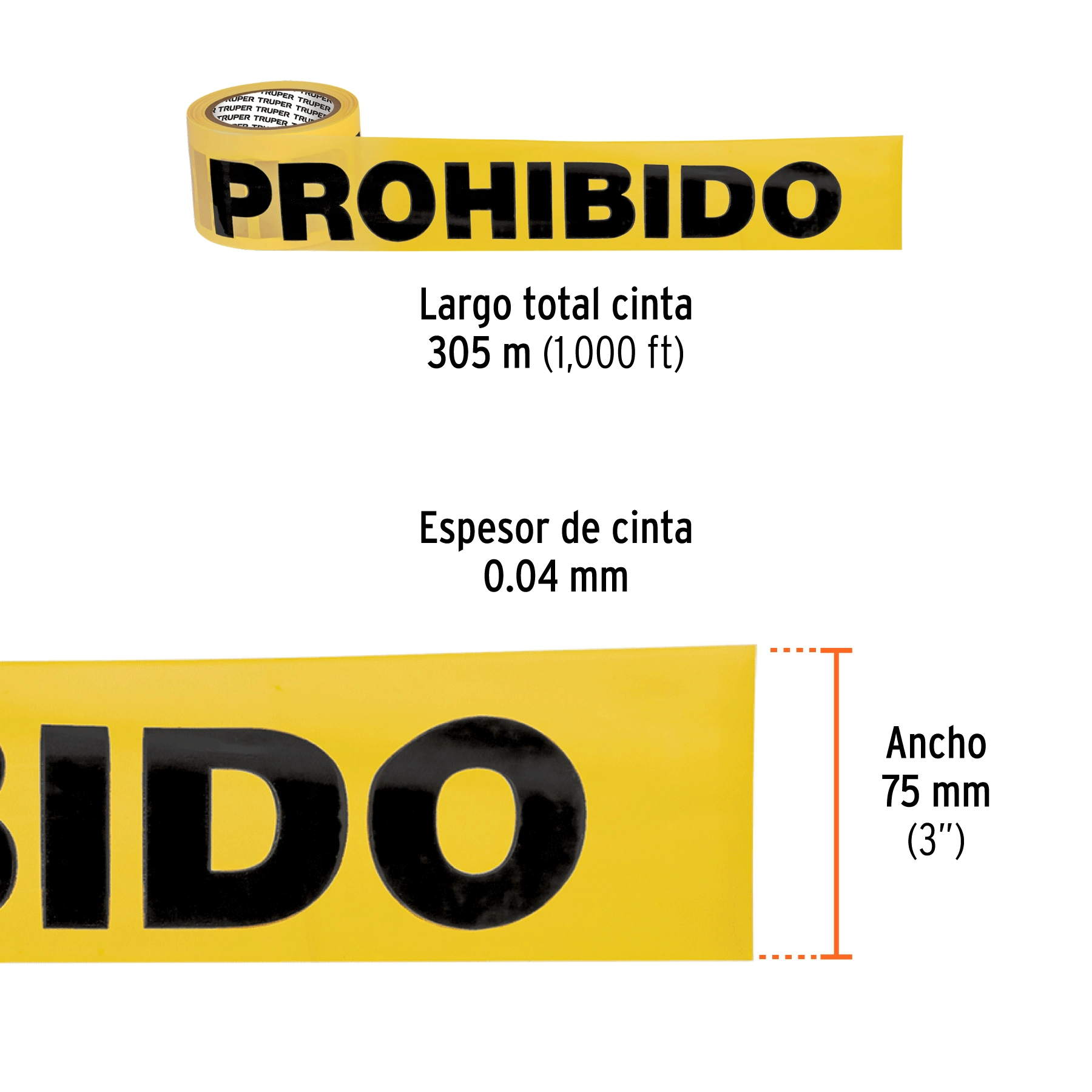 Rollo de 305 m de cinta delimitadora 'Prohibido', TRUPER