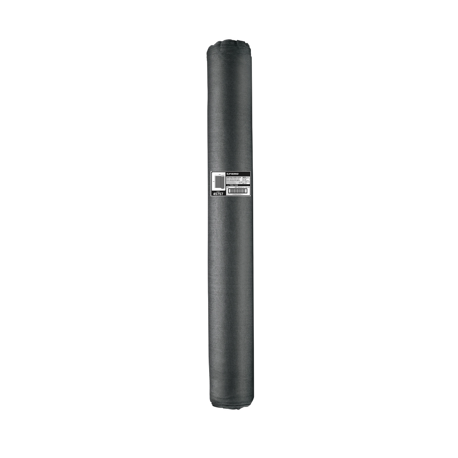 Rollo de malla sombra 90%, raschel negro, 15m x 2m, FIERO