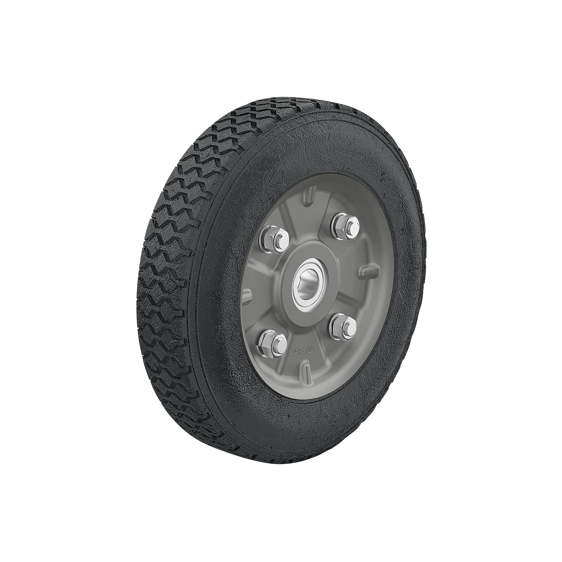 Rueda de hule sólido imponchable 8', doble balero, PRETUL