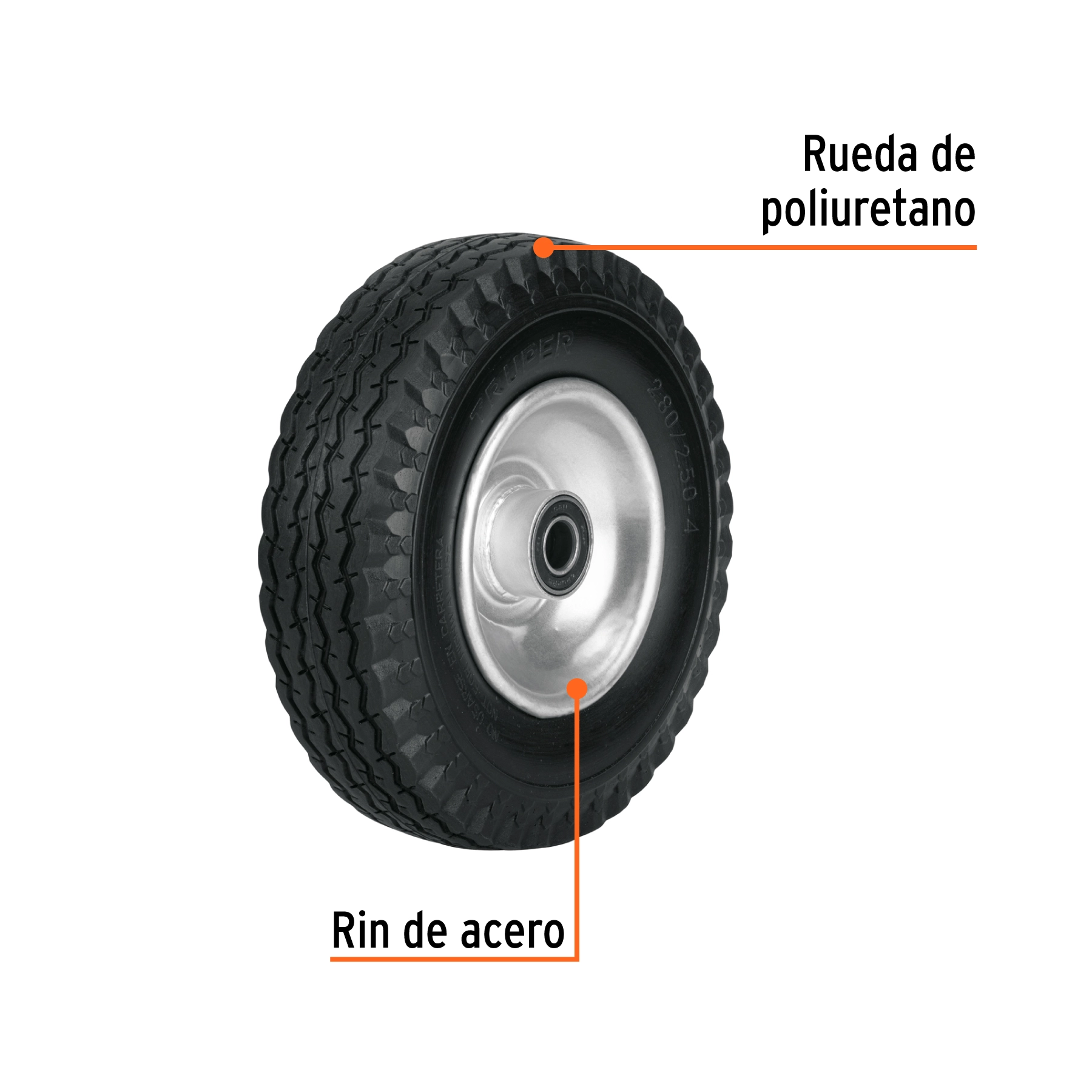 Rueda imponchable 8' para eje lateral, TRUPER