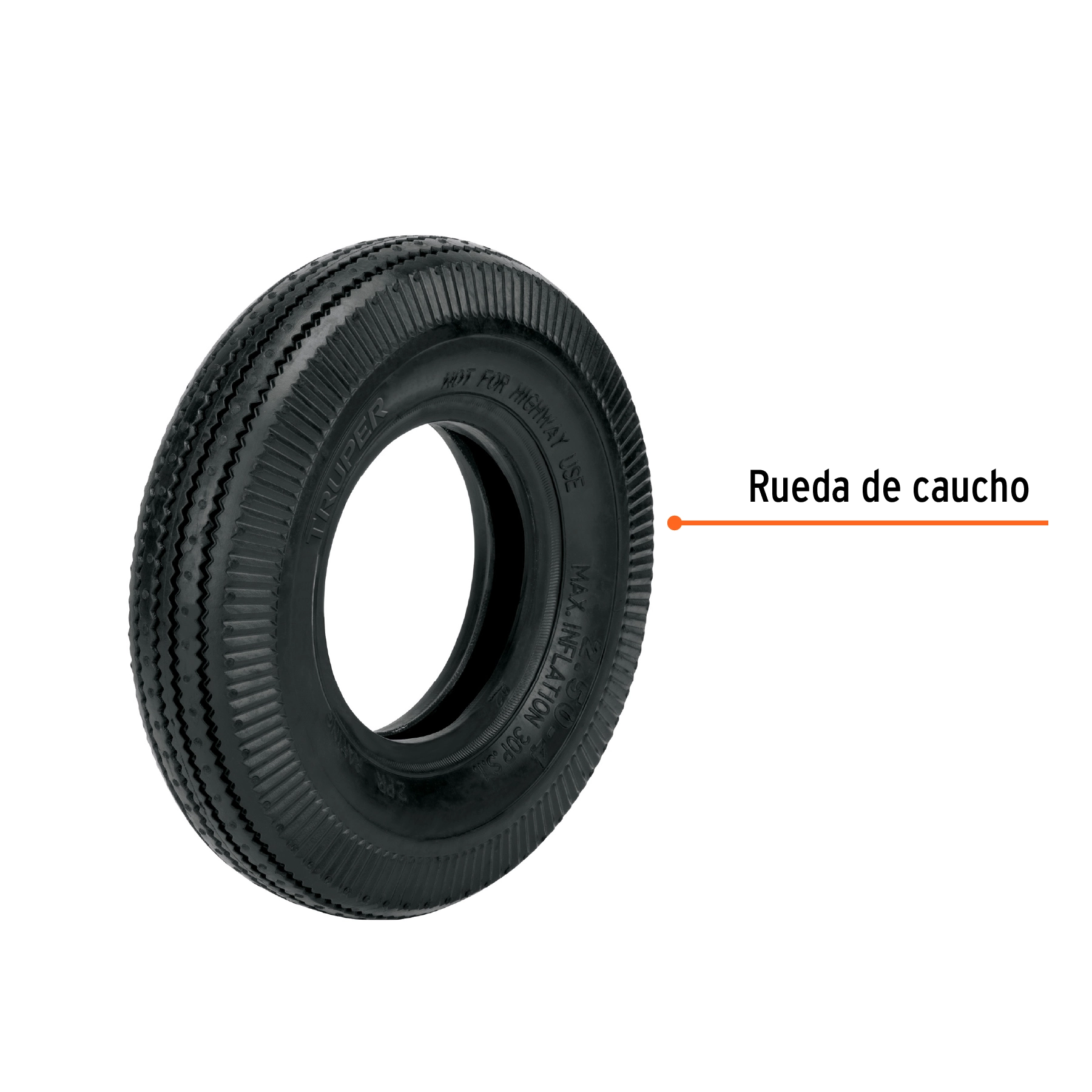Rueda neumática de 8' sin cámara, TRUPER