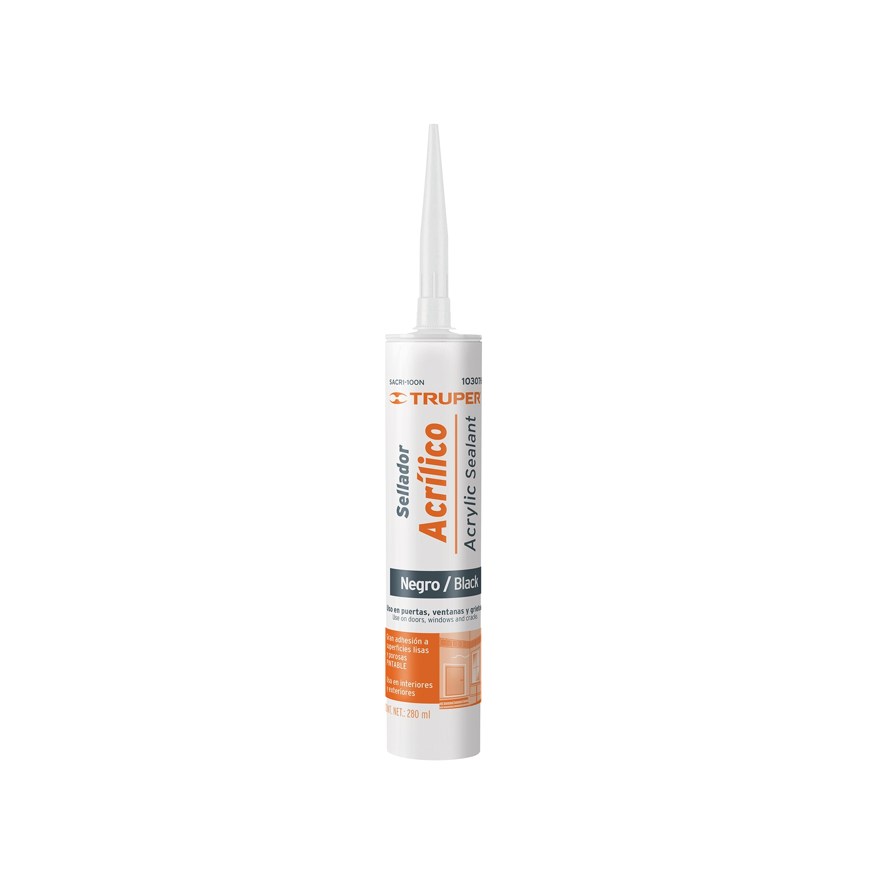 Sellador acrílico de 280 ml, negro, TRUPER