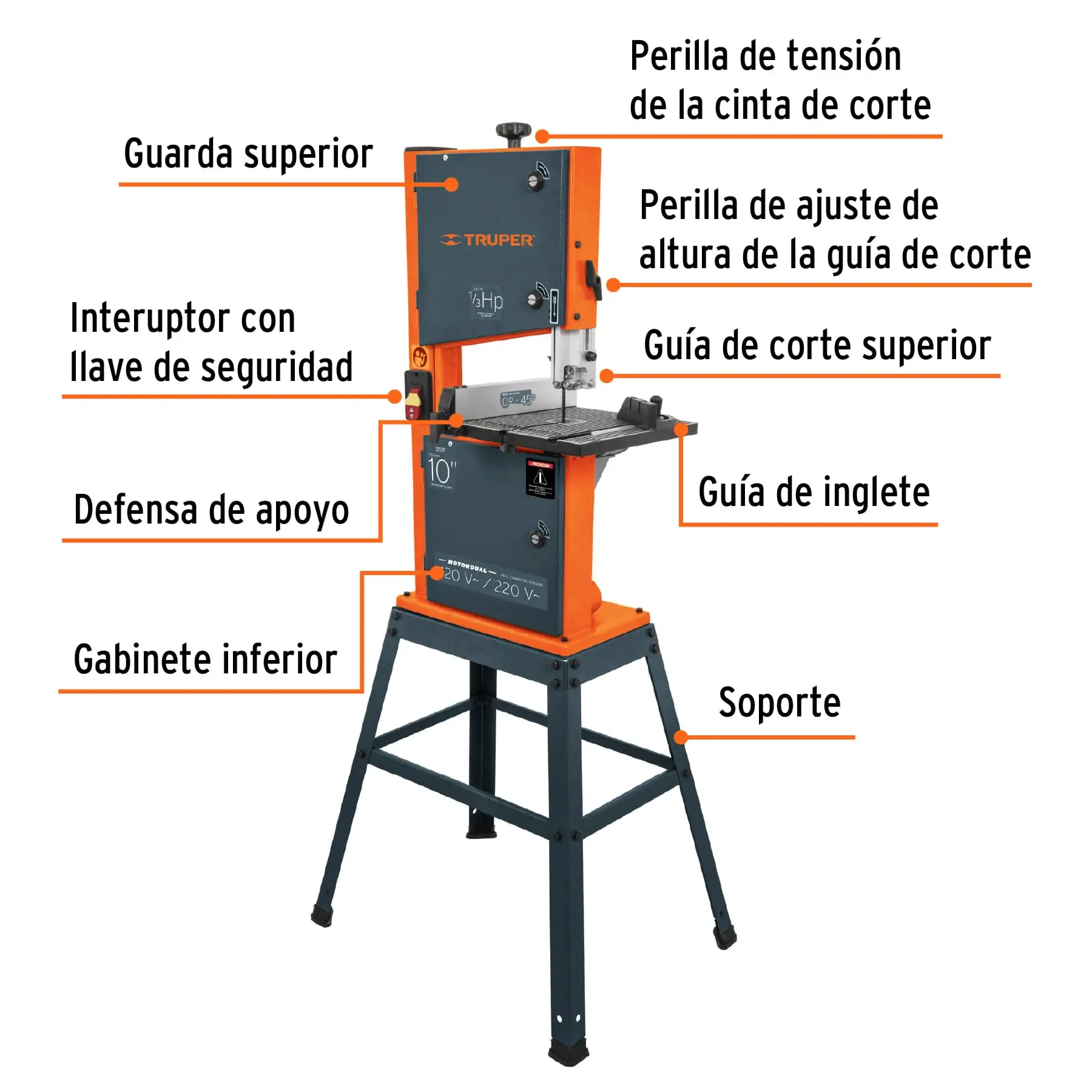 Sierra cinta 10', 1/3 HP (250 W), TRUPER