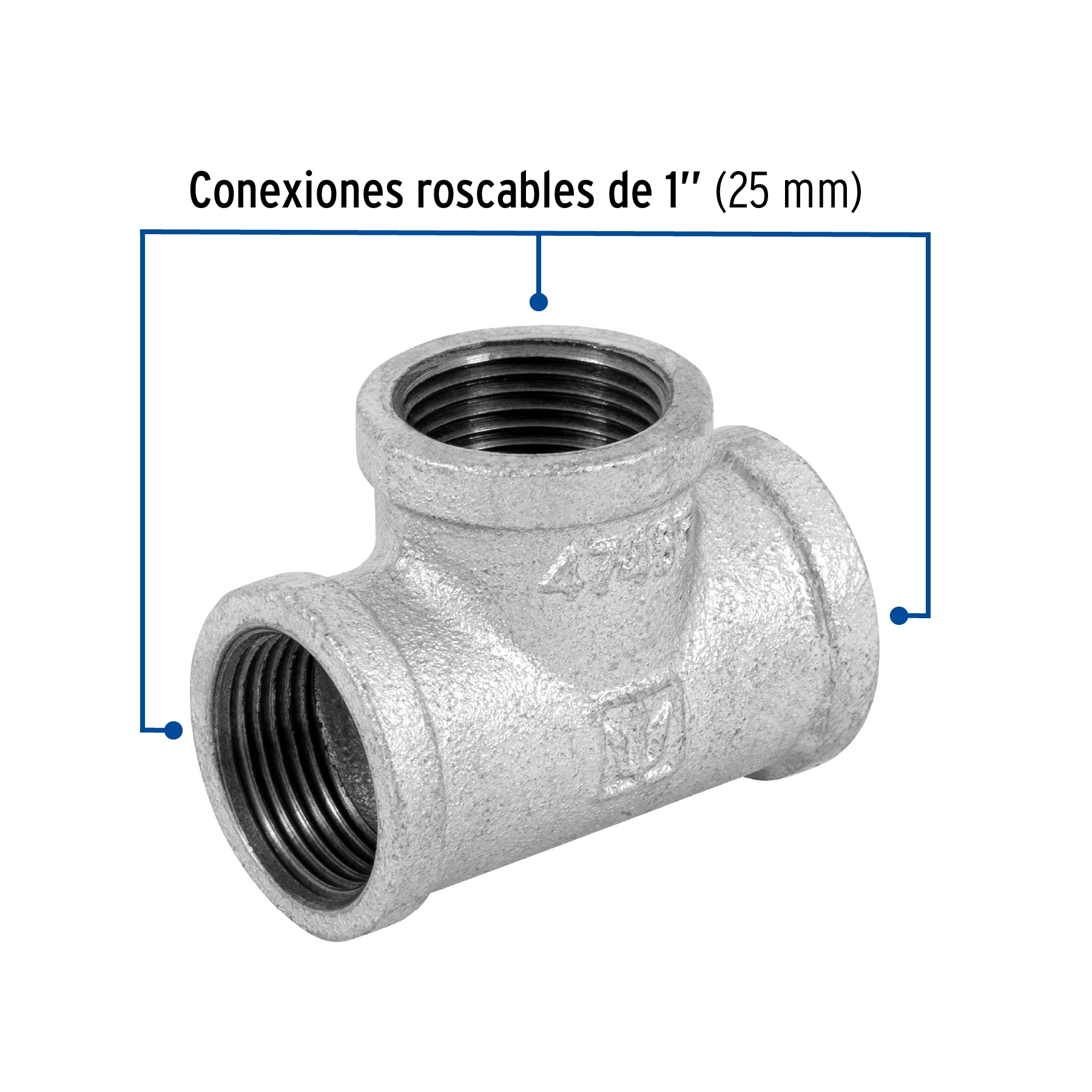 Tee sencilla 1' acero galvanizado, FOSET