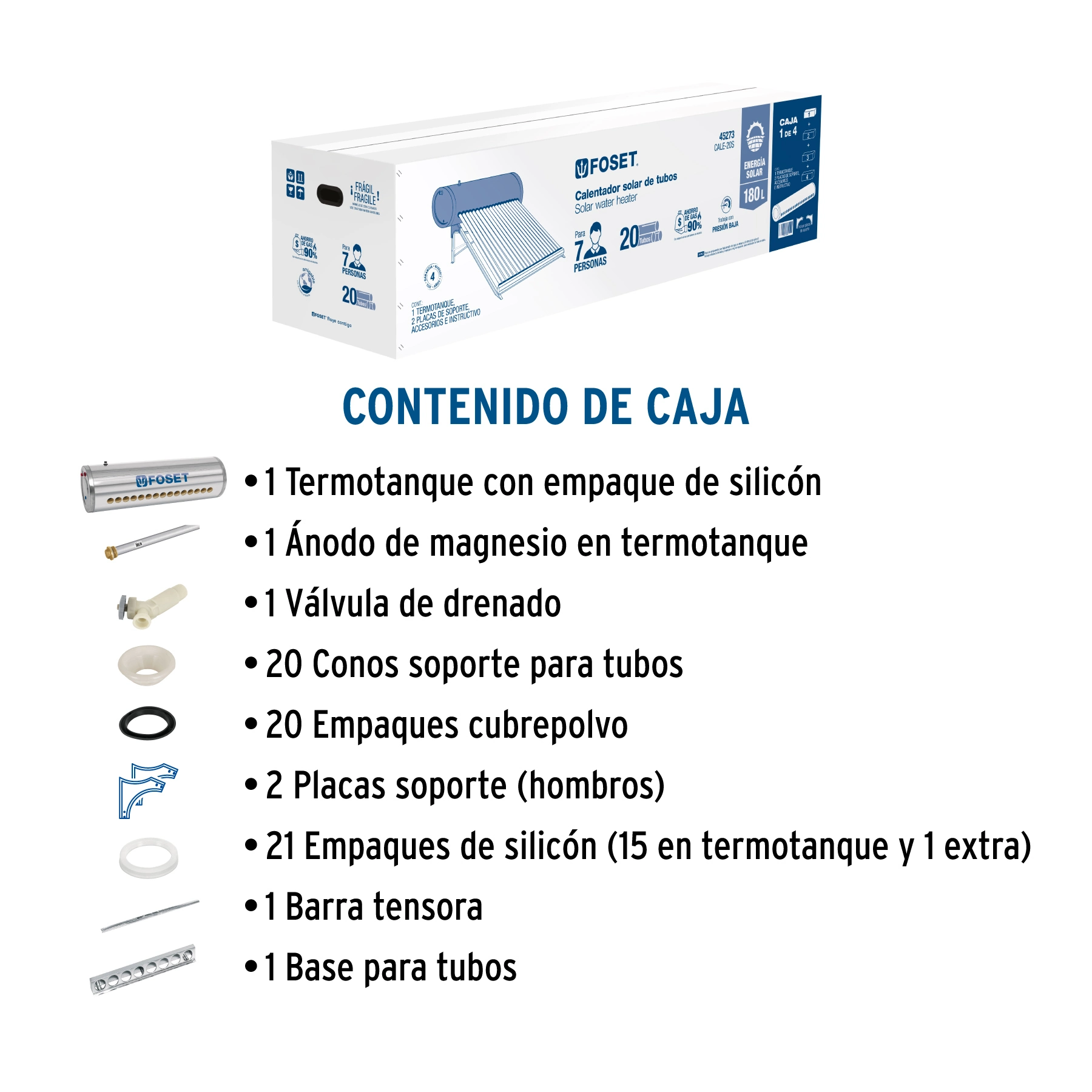 Termotanque p/calentador solar CALE-20S, FOSET