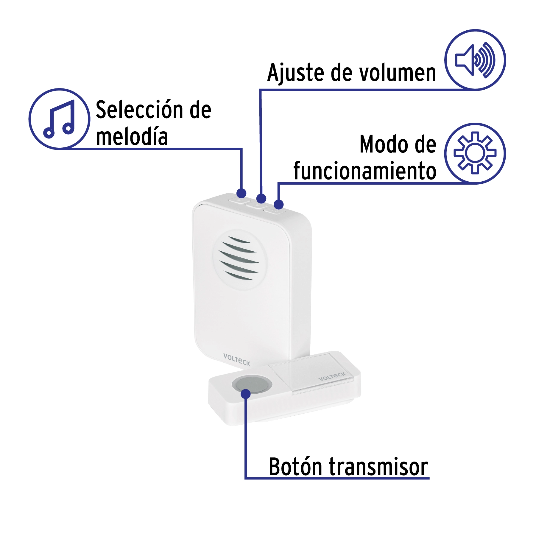 Timbre inalámbrico de pilas, 36 tonos, VOLTECK