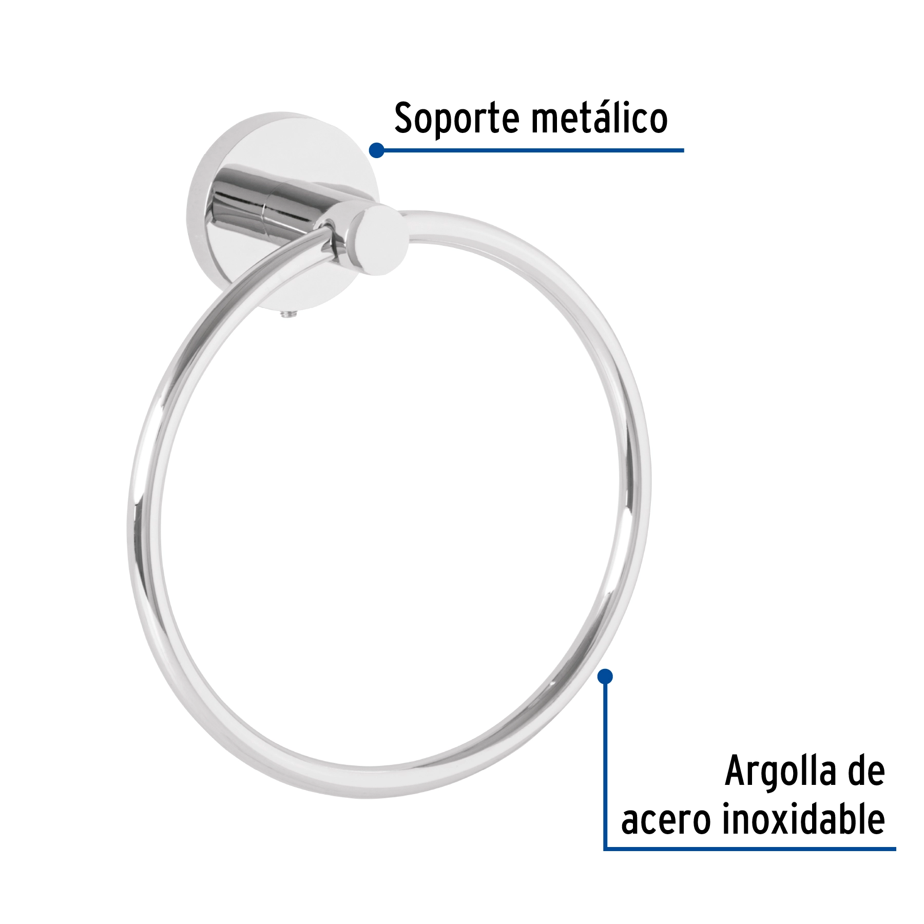 Toallero argolla metálico acabado cromo, FOSET TÚBIG