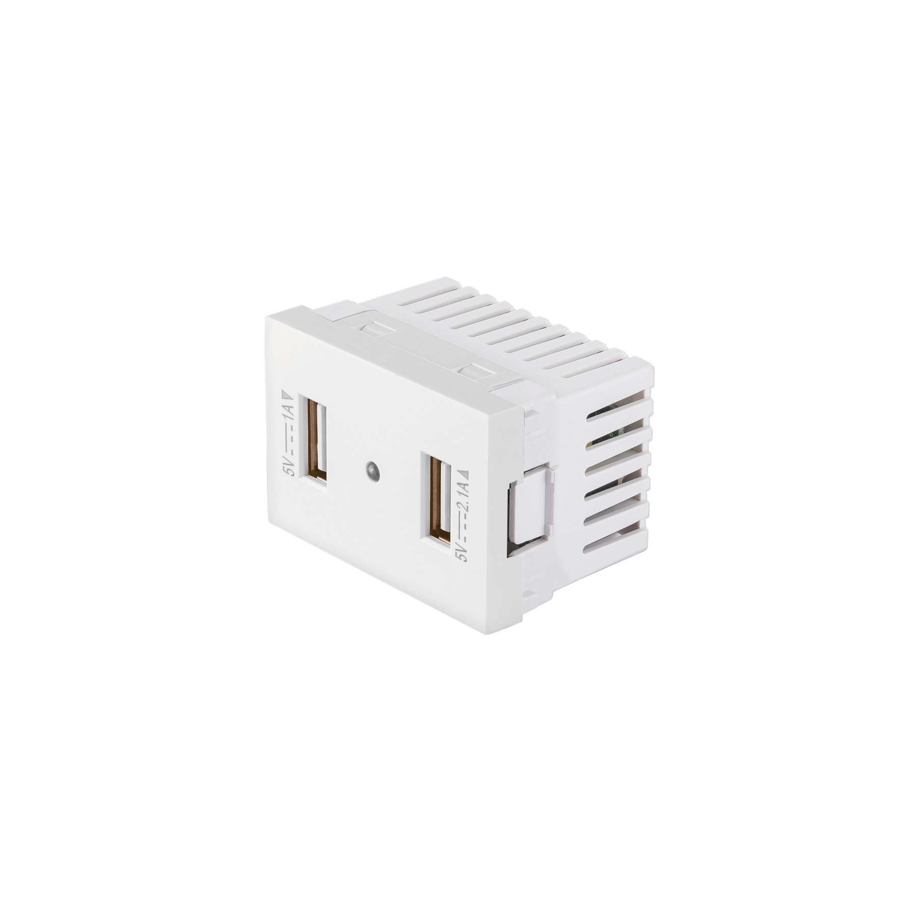 Toma con 2 puertos USB blanco de 1.5 módulos, línea Lisboa
