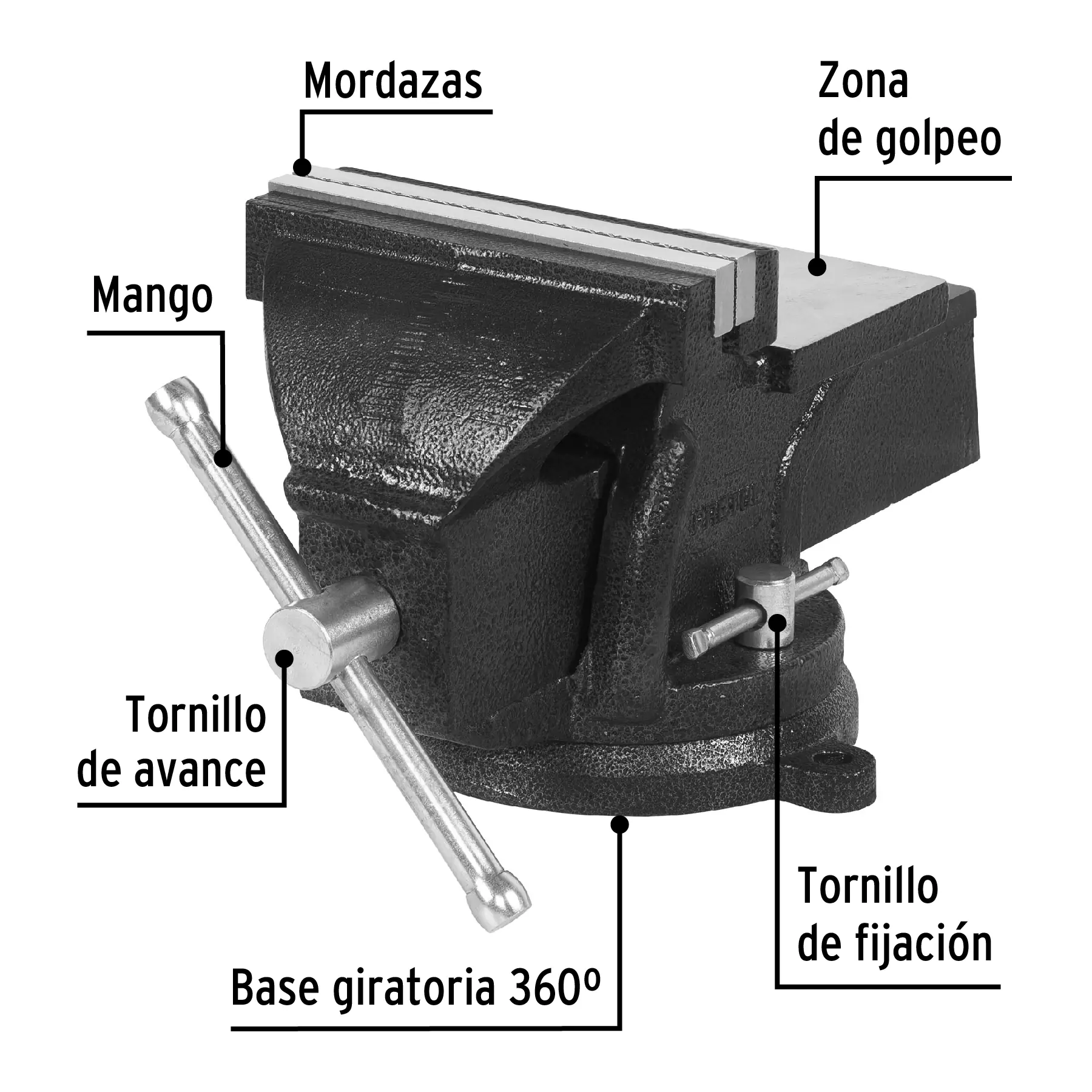 Tornillo de banco 6' de hierro gris, PRETUL