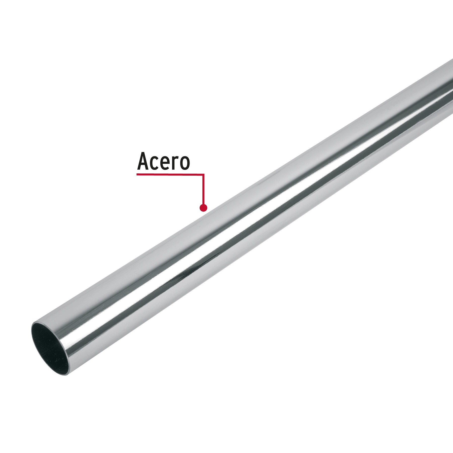 Tubo redondo para clóset, 3.0 m, acero cromado, HERMEX
